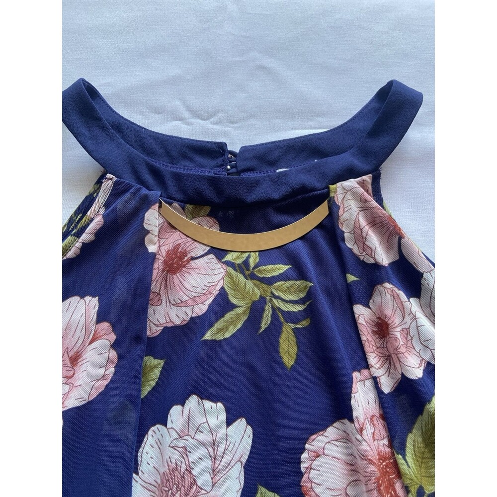 Naïf Open Shoulder Floral Blouse Choker Neck Sz Large Lined Cinched Waist - Picture 2 of 9